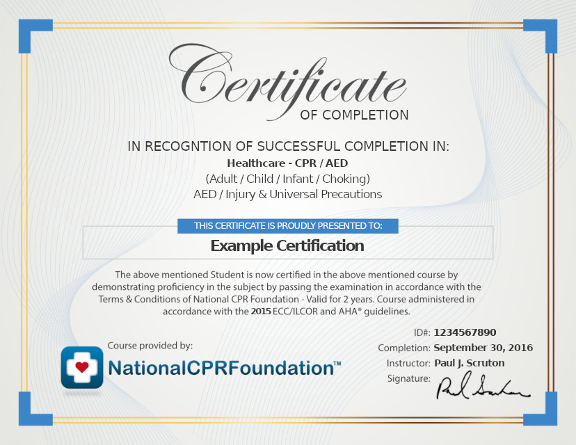 National CPR Certification Online First Aid Basic Life Support BLS